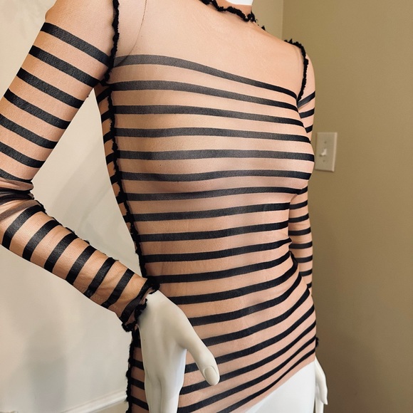 Jean Paul Gaultier striped printed mesh Top SIZE S - Picture 4 of 16